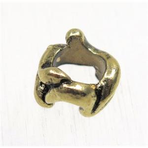tibetan silver beads, non-nickel, antique gold, approx 10mm dia, 6mm hole [YC6808AG]