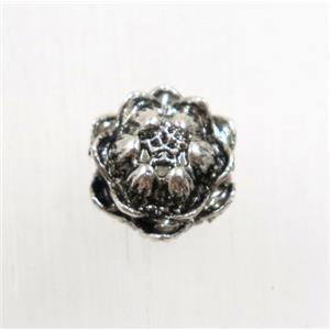 tibetan silver alloy lotus beads, non-nickel, approx 10mm dia [YJ63448]