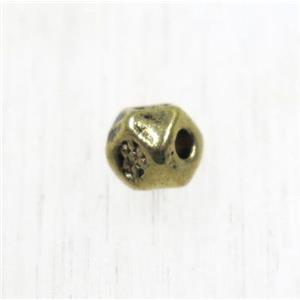 tibetan silver zinc beads, non-nickel, antique gold, approx 4mm dia [ZN1225AG]