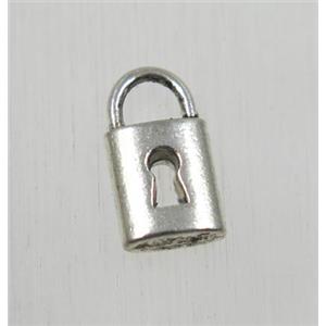 tibetan silver lock pendant, non-nickel, approx 7.5x14mm [ZN1400]