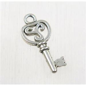 tibetan silver key pendant, non-nickel, approx 10x18mm [ZN1415]