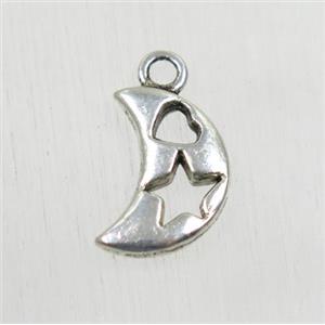 tibetan silver moon pendant, non-nickel, approx 9x13mm [ZN1470]