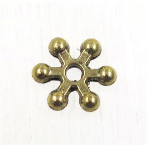 tibetan silver spacer daisy beads, non-nickel, antique gold, approx 8mm dia [ZN152AG]