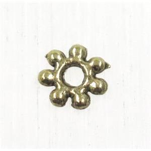tibetan silver zinc daisy beads, non-nickel, antique bronze, approx 4mm dia [ZN156AG]