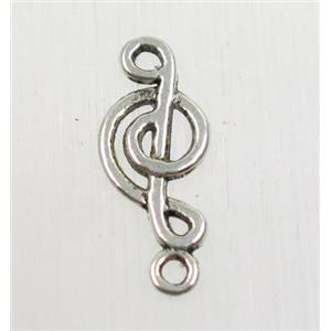 tibetan silver music notes connector, non-nickel, approx 8x19.5mm [ZN1646]