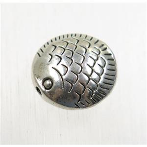 tibetan silver zinc fish beads, non-nickel, approx 14mm dia [ZN17171]