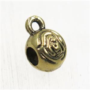tibetan silver hanger, non-nickel, antique gold, approx 7x8mm, 3.5mm hole [ZN1753AG]