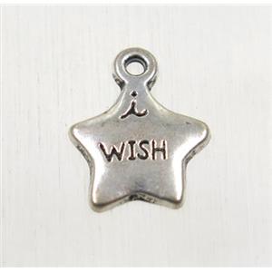 tibetan silver star pendants, non-nickel, approx 12x13mm [ZN18]
