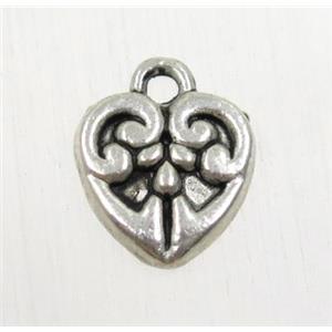 tibetan silver heart pendant, non-nickel, approx 10.5x11mm [ZN205]