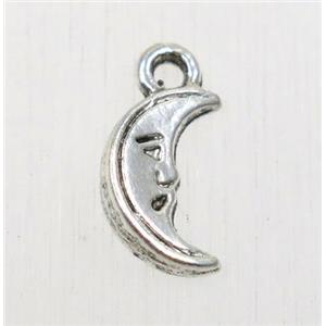 tibetan silver moon pendant, non-nickel, approx 8x11.5mm [ZN206]