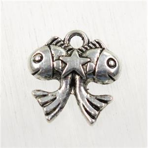 tibetan silver Zinc fish pendant, non-nickel, approx 14x14mm [ZN26111]