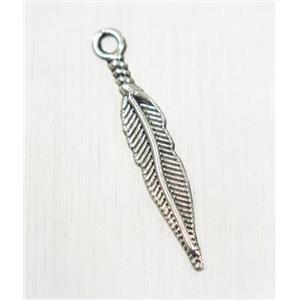 tibetan silver leaf pendants, non-nickel, approx 4.5x25mm [ZN29]