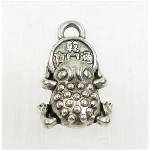 tibetan silver frog pendant, non-nickel, approx 11x13mm [ZN40048]