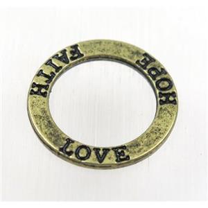 tibetan silver links, non-nickel, antique gold, approx 22mm dia [ZN40421AG]