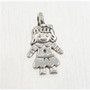 tibetan silver gird pendant, non-nickel, approx 9x12.5mm [ZN40434]