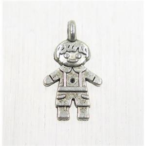 tibetan silver boy pendant, non-nickel, approx 9x12mm [ZN40435]