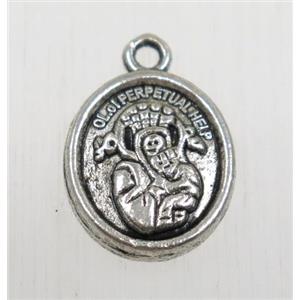tibetan silver pendant, non-nickel, approx 12x14mm [ZN4188]