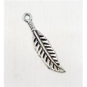 tibetan silver leaf pendants, non-nickel, approx 7x27mm [ZN43]