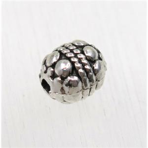 tibetan silver zinc barrel beads, non-nickel, approx 7x8mm [ZN4421]