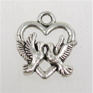tibetan silver birds pendant, non-nickel, approx 15x16.5mm [ZN44703]