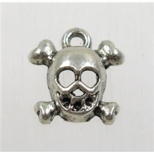 tibetan silver skull pendant, non-nickel, approx 12.5x13.5mm [ZN47744]
