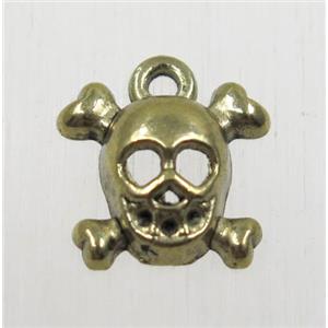 tibetan silver skull pendants, non-nickel, antique bronze, approx 12.5x13.5mm [ZN47744AG]