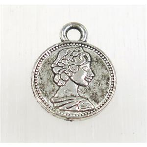 tibetan silver pendants, non-nickel, approx 12mm dia [ZN47912]