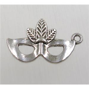 tibetan silver masked pendant, non-nickel, approx 16x23mm [ZN48363]