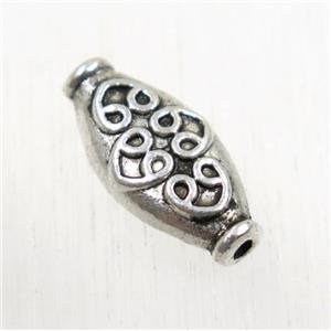 tibetan silver zinc oval beads, non-nickel, approx 7.5x15mm [ZN58]
