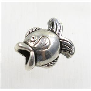 tibetan silver zinc fish beads, non-nickel, approx 12x14mm, 4mm hole [ZN61167]