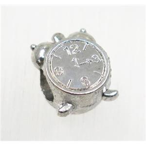 tibetan silver clock beads, zinc, non-nickel, approx 11x13.5mm, 4.5mm hole [ZN61216]