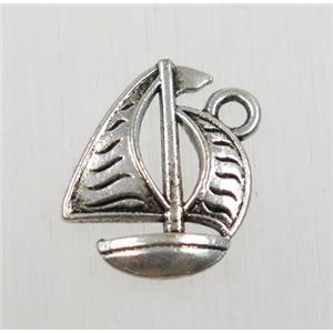 tibetan silver sailboat pendant, non-nickel, approx 12.5x16.5mm [ZN62126]
