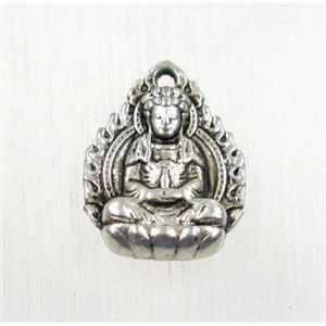 tibetan silver buddha pendant, non-nickel, approx 12x15.5mm [ZN62174]