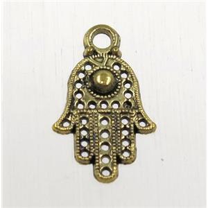 tibetan silver hamsahand pendant, non-nickel, antique gold, approx 12x16mm [ZN62544AG]