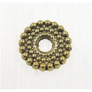 tibetan silver spacer zinc beads, non-nickel, antique gold, approx 9mm dia [ZN62760AG]