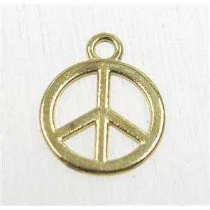 tibetan silver peace sign pendant, non-nickel, gold plated, approx 12mm dia [ZN64077AG]
