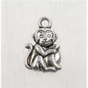 tibetan silver monkey pendant, non-nickel, approx 10.5x13mm [ZN64840]