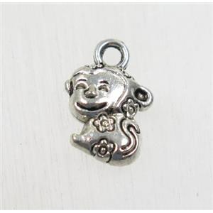 tibetan silver monkey pendant, non-nickel, approx 9x11mm [ZN64868]