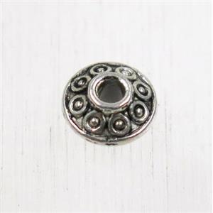 tibetan silver zinc rondelle beads, non-nickel, approx 6.5mm dia [ZN663]