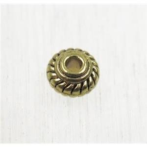 tibetan silver zinc rondelle beads, non-nickel, antique gold, approx 5mm dia [ZN664AG]