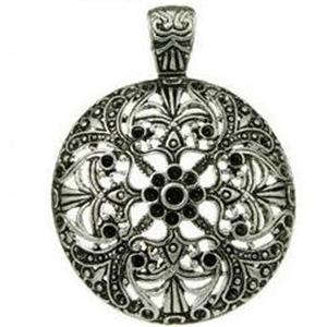 Tibetan silver pendant, Non-nickel, approx 47mm dia [ZN7124]