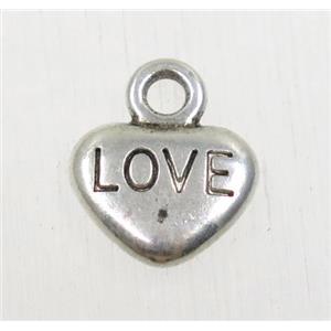 tibetan silver heart pendant, non-nickel, approx 9x10.5mm [ZN8948]