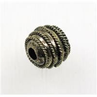 tibetan silver beads, zinc, non-nickel, antique bronze, approx 10x11mm [AD15287AG]