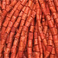 red Coral beads, tube, approx 15-30mm [CROT04]