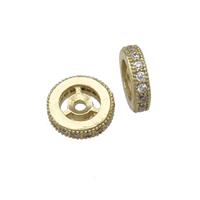 copper spacer beads paved zircon, heishi, gold plated, approx 10mm dia [FDZN498-10MM]