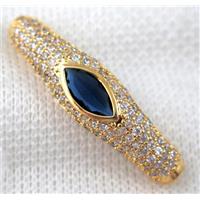 copper bracelet bar pave zircon, gold plated, approx 10x40mm [FDZN675]