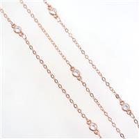 copper chain with zircon, rose gold, approx 4mm [FDZN7044]