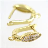 Copper Latchback Earring Pave Zircon With Loop Gold Plated, approx 10-15mm [FDZN7779]