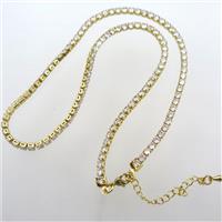 copper necklace chain pave zircon, gold plated, approx 3mm, 40cm length [FDZN9240]