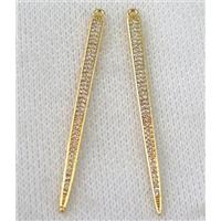 copper spike pendant paved zircon, gold plated, approx 6-55mm [FDZN961]